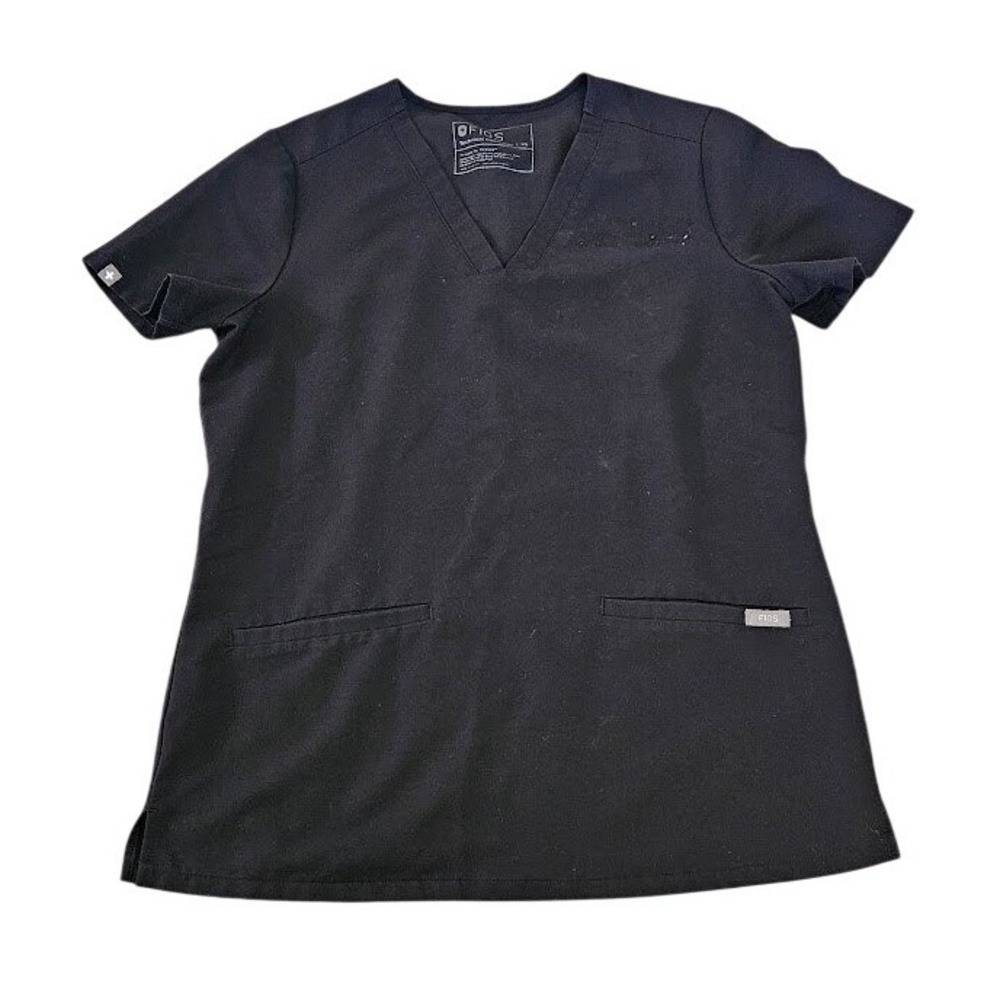 Figs Scrub Top Technical Collection Women XS Black Medical Short Sleeve